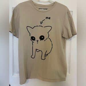 Hot Topic Tan Cat Graphic Tee